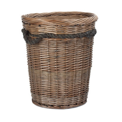 Red Hamper W036 Wicker Tall Deluxe Hessian Lined Rope Handled Log Basket