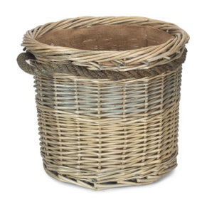 Red Hamper W047 Wicker Medium Rope Handled Antique Wash Round Log Basket