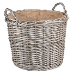 Red Hamper W054 Wicker Extra Large Antique Wash Finish Lined Log Baskets