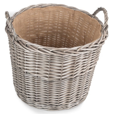 Red Hamper W054 Wicker Extra Large Antique Wash Finish Lined Log Baskets