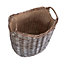 Red Hamper W061 Wicker Small Scoop Neck Antique Wash Hessian Lined Log Basket