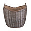 Red Hamper W063 Wicker Large Scoop Neck Antique Wash Hessian Lined Log Basket