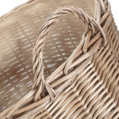 Red Hamper W070 Large Chestnut Finish Wicker Round Lined Log Basket