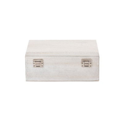 Red Hamper WB001W  30cm White Wash Wooden Box