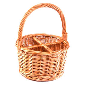 Red Hamper WB004/HOME Wicker Round Cutlery or Glass Drinks Basket