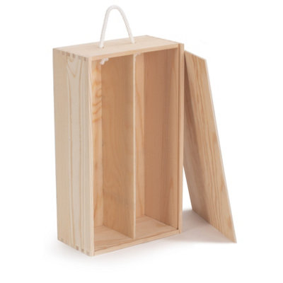 Red Hamper WB009 Wood Two Bottle Sliding Lid Wooden Box