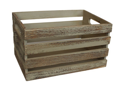 Red Hamper WB017 Wood Small Oak Effect Wooden Open Top Storage Trough