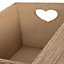 Red Hamper WB022 Wood Small Oak Effect Heart Cut Handle Wooden Storage Crate