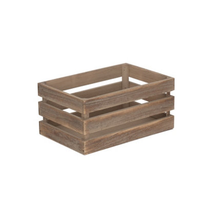 Red Hamper WB030 Wood Small Oak Effect Slatted Wooden Storage Crate ...