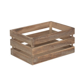 Red Hamper WB031 Wood Medium Oak Effect Slatted Wooden Storage Crate
