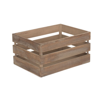 Red Hamper WB032 Wood Large Oak Effect Slatted Wooden Storage Crate ...