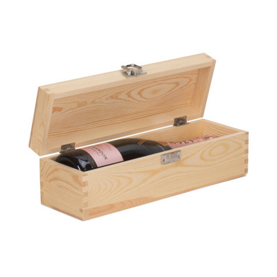 Red Hamper WB037 Wood Single Bottle Clear Varnish Wooden Box