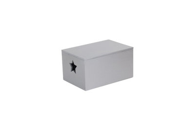 Red Hamper WB068 Wood Soft Wood Silver Painted Storage Box with Star Cut Out