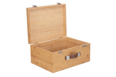 Red Hamper WB076 Wood Large Bamboo Storage Box