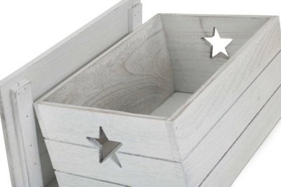 Red Hamper WB079L Wood Small Wooden Vintage Effect Star Cut Out Box