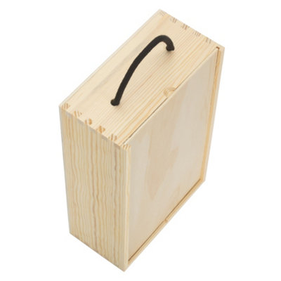 Red Hamper WB089W 2 Bottle Pinewood Carry Case with Solid Lid
