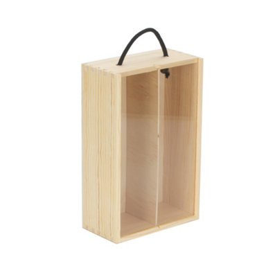 Red Hamper WB090A 2 Bottle Pinewood Carry Case with Acrylic Lid