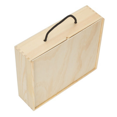 Red Hamper WB091W 3 Bottle Pinewood Carry Case with Solid Lid