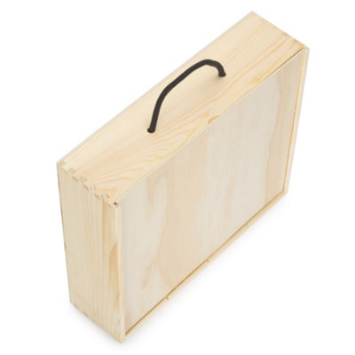 Red Hamper WB093W 4 Bottle Pinewood Carry Case with Solid Lid