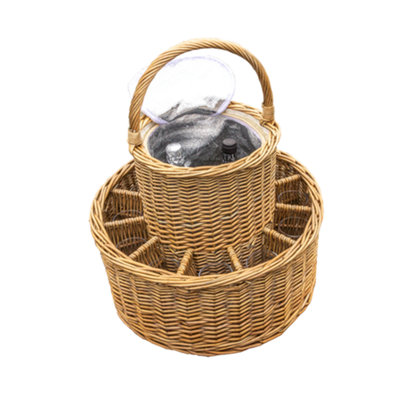 Red Hamper WH018 Wicker Celebration Basket with Fitted Cooler and Glasses