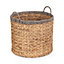 Red Hamper WH021/1 Water Hyacinth Small Round Water Hyacinth Basket With Grey Rope Border