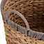 Red Hamper WH021/1 Water Hyacinth Small Round Water Hyacinth Basket With Grey Rope Border