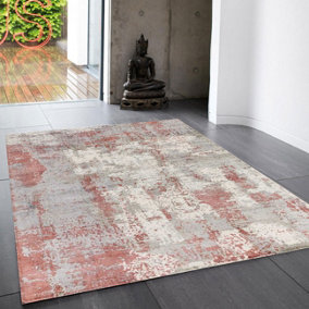 Red Handmade Luxurious Modern Abstract Rug Easy to clean Living Room and Bedroom-120cm X 170cm