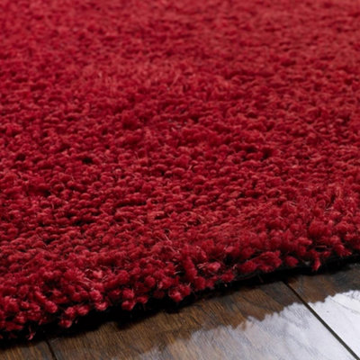 Red Handmade Rug, 50mm Thickness Plain Shaggy Rug, Modern Luxurious Red Rug for Bedroom, & Dining Room-140cm X 200cm