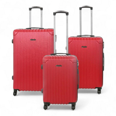 Red Hard Shell ABS 8 Wheels Luggage Travel Cabin Suitcase Set