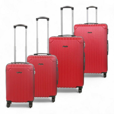 Red Hard Shell ABS 8 Wheels Luggage Travel Cabin Suitcase Set