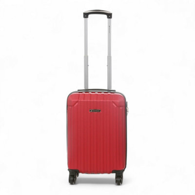 Red Hard Shell ABS 8 Wheels Underseat Cabin Luggage Suitcase