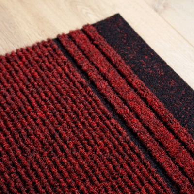 Red Hard Wearing Non Slip Cut To Measure Runner Utility Mat 66cm Wide (2ft 2in W x 16ft L)