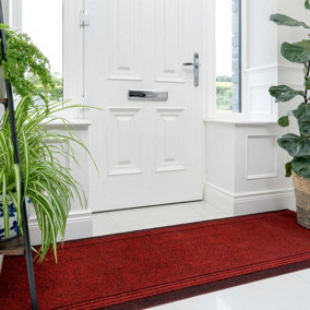 Red Hard Wearing Non Slip Cut To Measure Runner Utility Mat 66cm Wide (2ft 2in W x 20ft L)
