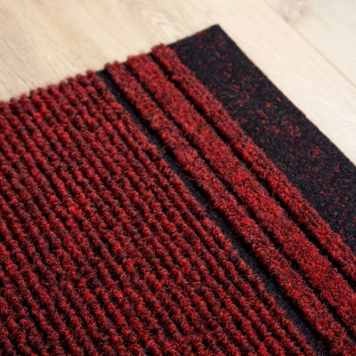 Red Hard Wearing Non Slip Cut To Measure Runner Utility Mat 66cm Wide ...