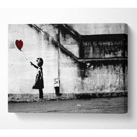 Red Heart Balloon Girl Canvas Print Wall Art - Medium 20 x 32 Inches