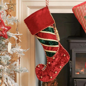 Red Jingle Bell Velvet Xmas Gift Decoration Christmas Stocking