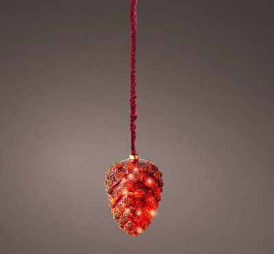 Red LED Christmas Pine Cone Rope Light 15 Micro LEDs In 15cm Mirrored Pine Cone Price Comparisons | Compare The Build