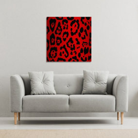 Red Leopard Print (Canvas Print) / 114 x 114 x 4cm