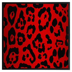 Red leopard print (Picutre Frame) / 24x24" / Oak