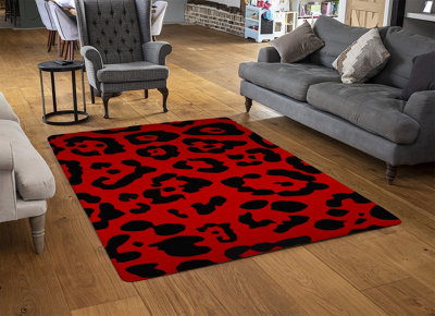 Red Leopard Print Special Soft Home Rug