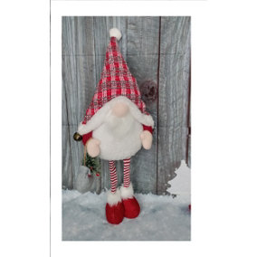 Red Light Up Christmas Gnome Standing Festive Plush Decoration With Bells 68cm