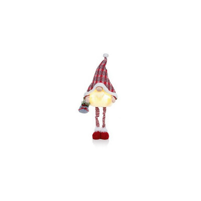Red Light Up Christmas Gnome Standing Festive Plush Decoration With Bells 68cm