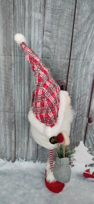 Red Light Up Christmas Gnome Standing Festive Plush Decoration With Bells 68cm