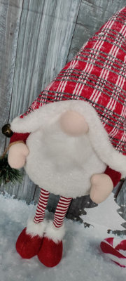 Red Light Up Christmas Gnome Standing Festive Plush Decoration With Bells 68cm