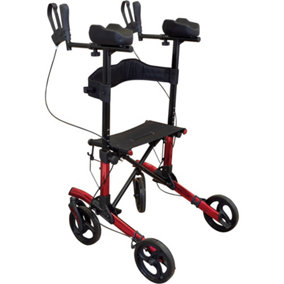 Red Lightweight Aluminium Forearm Rollator Mobility Aid - 136kg Weight Limit