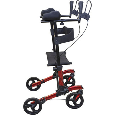 Red Lightweight Aluminium Forearm Rollator Mobility Aid - 136kg Weight Limit