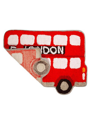 Red London Bus Shaped Floor Rug