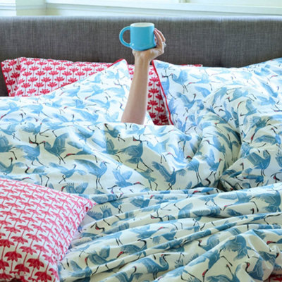 Red Long Stem Lotus Fitted Sheet