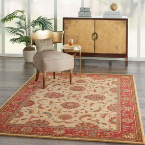 Red Luxurious Traditional Easy to clean Rug for Dining Room Bed Room and Living Room-168cm X 251cm