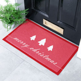 Red Merry Christmas Outdoor Doormat 70 x 40cm